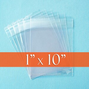 500 Resealable 1&quot; x 10&quot; Clear Cello Bags, 1.8 mil Thick Cellophane OPP Poly, Acid Free Plastic Packaging (1x10 inches), Flap Self Adhesive