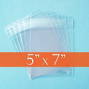 500 5 x 7 Inch Resealable Cello Bags, Clear Cellophane Plastic Packaging, Acid Free