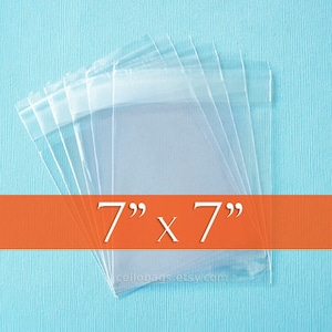 100 7 x 7 Inch Square Clear Resealable Cello Bags, Plastic Packaging, Acid Free