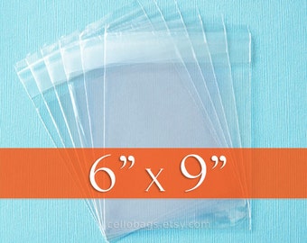 100 6 x 9 Inch  Clear Resealable Cello Bags, Plastic Packaging, Acid Free