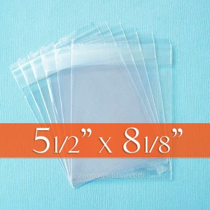 200 5 1/2 x 8 1/8 Resealable Cello Bags for A8 Card, Clear Cellophane Plastic Packaging, Acid Free