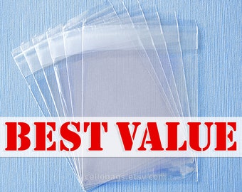 Boîte en vrac : 4 5/16 x 9 3/4 po., enveloppe n° 10, sacs en cellophane refermables de 1,2 mil, sacs autocollants