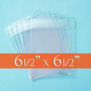 100 6 1/2&quot; x 6 1/2&quot; SQUARE Clear Resealable Cello Bags, Plastic Packaging, Acid Free (6.5 x 6.5 Inch)
