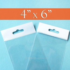 2000 HANG TOP Cello Bags: 4 x 6&quot; Inch Clear Hanging Bags, Self Adhesive Display Bags
