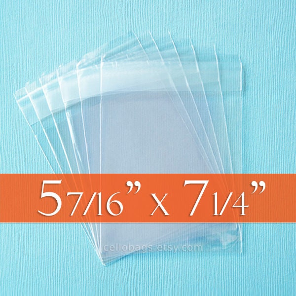 100 5 7/16 x 7 1/4 Inch Clear Resealable Cello Bags, A7 Card w/Envelope, Choose Tape on Flap or Tape on Body, Acid Free
