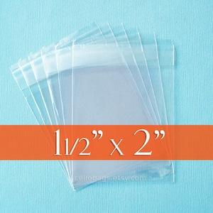 2000 Resealable 1.5 x 2 inch Clear Cello Bags, 1.8 mil Poly Plastic Packaging,  (1 1/2" x 2") - Flap Self Adhesive