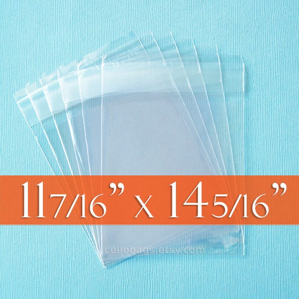 100-Pack 11 7/16 x 14 5/16" Cello Bags, Resealable Archival Quality Clear Bags for Art, Matted Prints