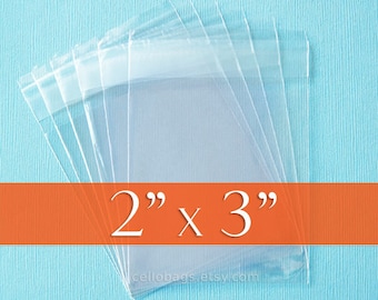 1000 2x3 inches Resealable Cello Bags, Clear Cellophane Plastic Packaging, Acid Free (2" x 3")