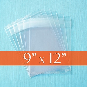 100 Cello Bags: 9 x 12" Inches, Resealable Acid Free Crystal Clear Photo Packaging