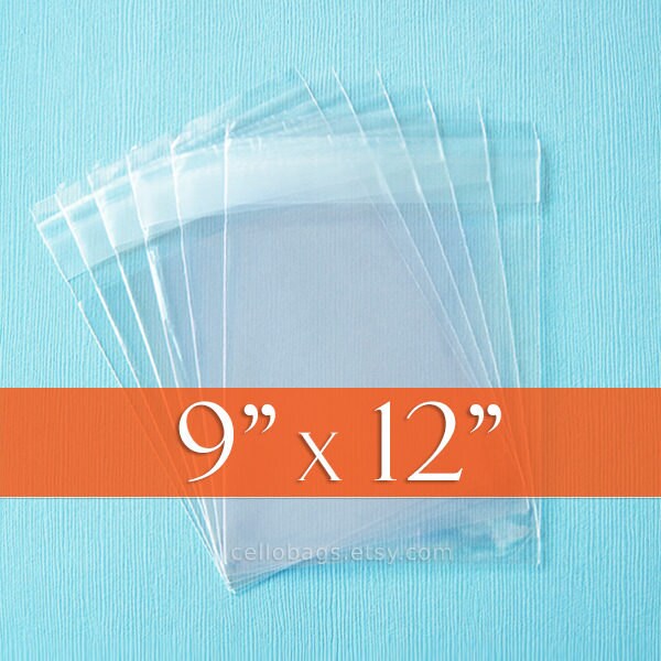 100 Cello Bags: 9 x 12" Inches, Resealable Acid Free Crystal Clear Photo Packaging
