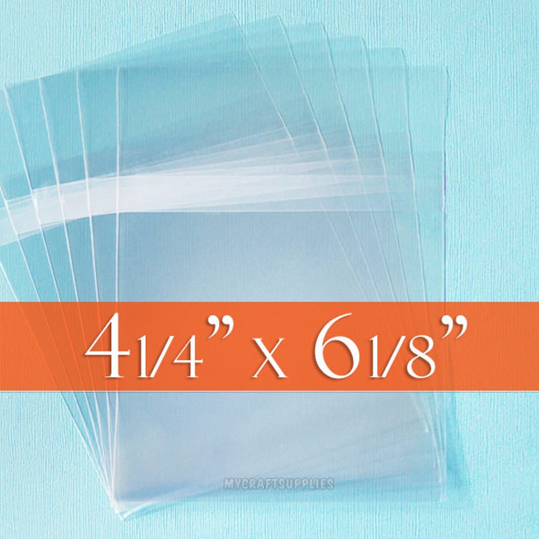 200 4 1/4 X6 1/8 Inch Resealable Cello Bags for 4x6 Cards, Clear Photo Packaging, Acid Free