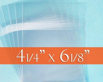 300 4 1/4 x6 1/8 Inch Resealable Cello Bags for 4x6 Cards, Clear Photo Packaging, Acid Free, Self Adhesive, Tape on BODY