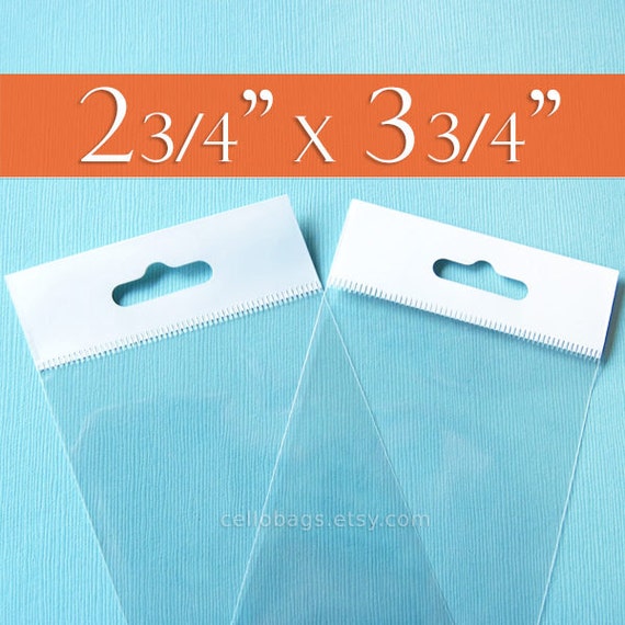 100 Clear Cello Bags, 2.75 X 3.75 Inch HANG TOP: Resealable for Hanging on  Display/pegboard, Trading Card Clear Packaging 2 3/4 X 3 3/4 