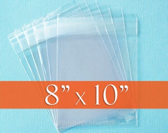 300 8x10 Inch  Resealable Cello Bags, Acid Free Crystal Clear Photo Packaging (8" x 10")