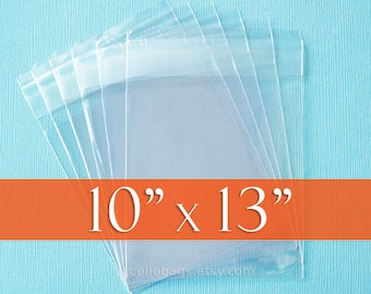 100 10 x 13  Inches, Resealable Cello Bags, Acid Free Crystal Clear Photo Packaging