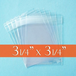 200 3 1/4 x 3 1/4 Inch Resealable Cello Bags, Clear Cellophane Plastic Packaging, Acid Free