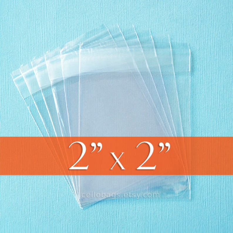 300 2x2 inches Resealable Cello Bags, Clear Cellophane Plastic Packaging, Acid Free 2 x 2 image 1