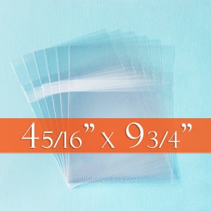 100 4 5/16 x 9 3/4 Resealable Cello Bags for No 10 Envelope, Clear Packaging, Made in USA