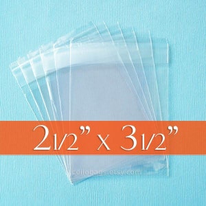500-Pack 2 1/2 x 3 1/2 Business Card Size Resealable Cello Bags, 1.6 mil poly image 1