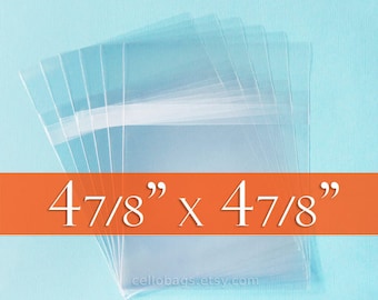 200 4 7/8 x 4 7/8 Inch Resealable Cello Bags, Clear 1.6 mil Acid Free Clear Bags for CD, DVD - Tape on BODY