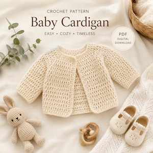 Easy Baby Crochet Cardigan Pattern | Top Down Raglan Sweater (PDF Download)