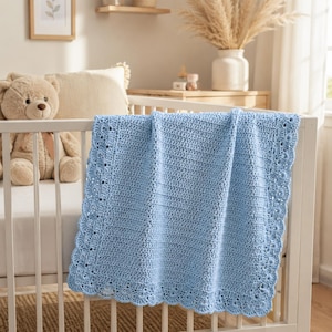 Easy Crochet Baby Blanket Pattern | Suzette Stitch, Scalloped Border (PDF Download)