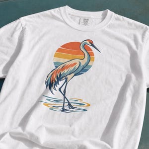 Bird Lover Shirt, Sunset Crane Comfort Colors, Birding Gift