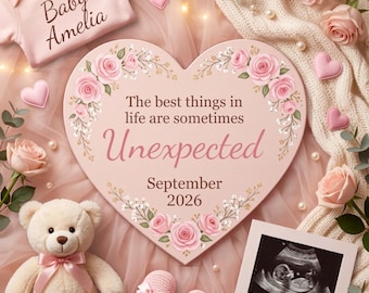 Unexpected Pregnancy Announcement Girl | Baby Girl Reveal with Ultrasound | Editable Digital Download Template for Social Media