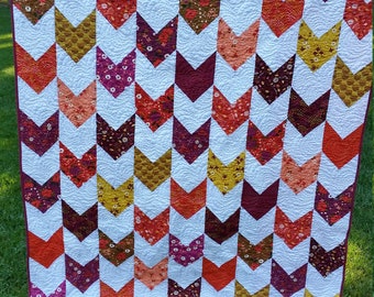 One Way Throw Quilt, Modern Quilt, Contemporary Quilt, Quilt made from Enchanted Fabric by Alisse Courter.