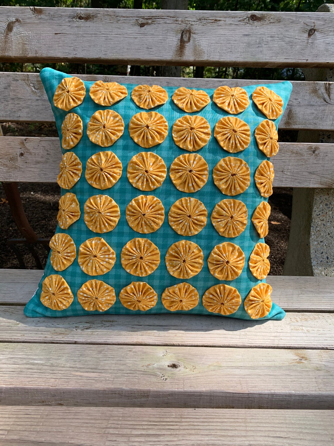 Yoyo Pillow Cover, Yoyo Throw Pillow, Embellished Pillow Cover