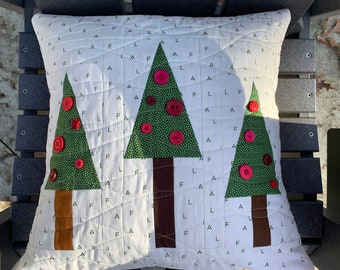 Holiday Hills Christmas tree pillow, Christmas tree pillow, Christmas tree pillow cover, Holiday pillow cover, Quilted pillow cover