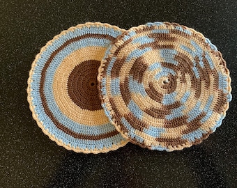 Vintage Look Crocheted Potholders, Set of Two