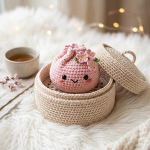 Bao Bao Dumpling Crochet Pattern | Kawaii Amigurumi Steamer Basket (Digital Download)