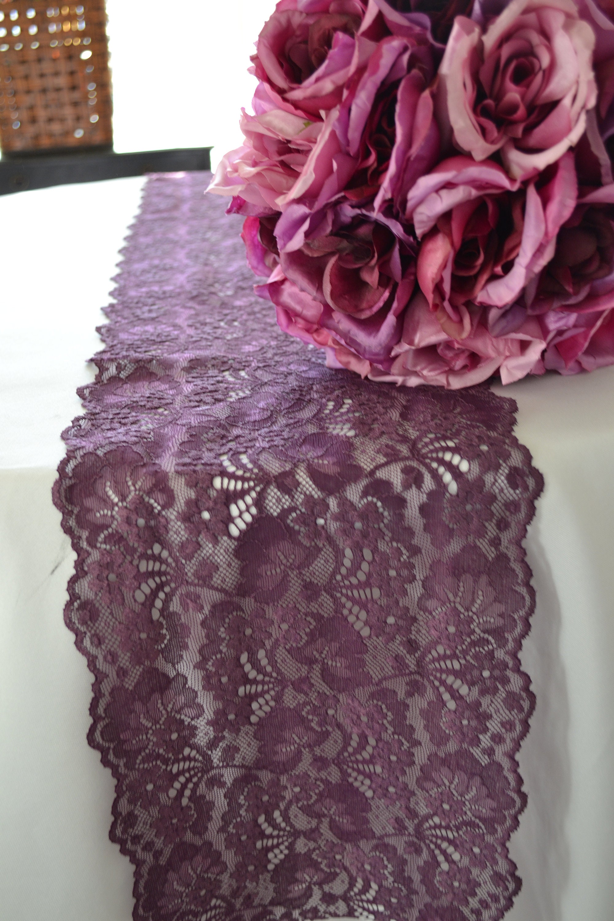 Plum Lace table runner 8 wide choose your length 3FT 30 Etsy