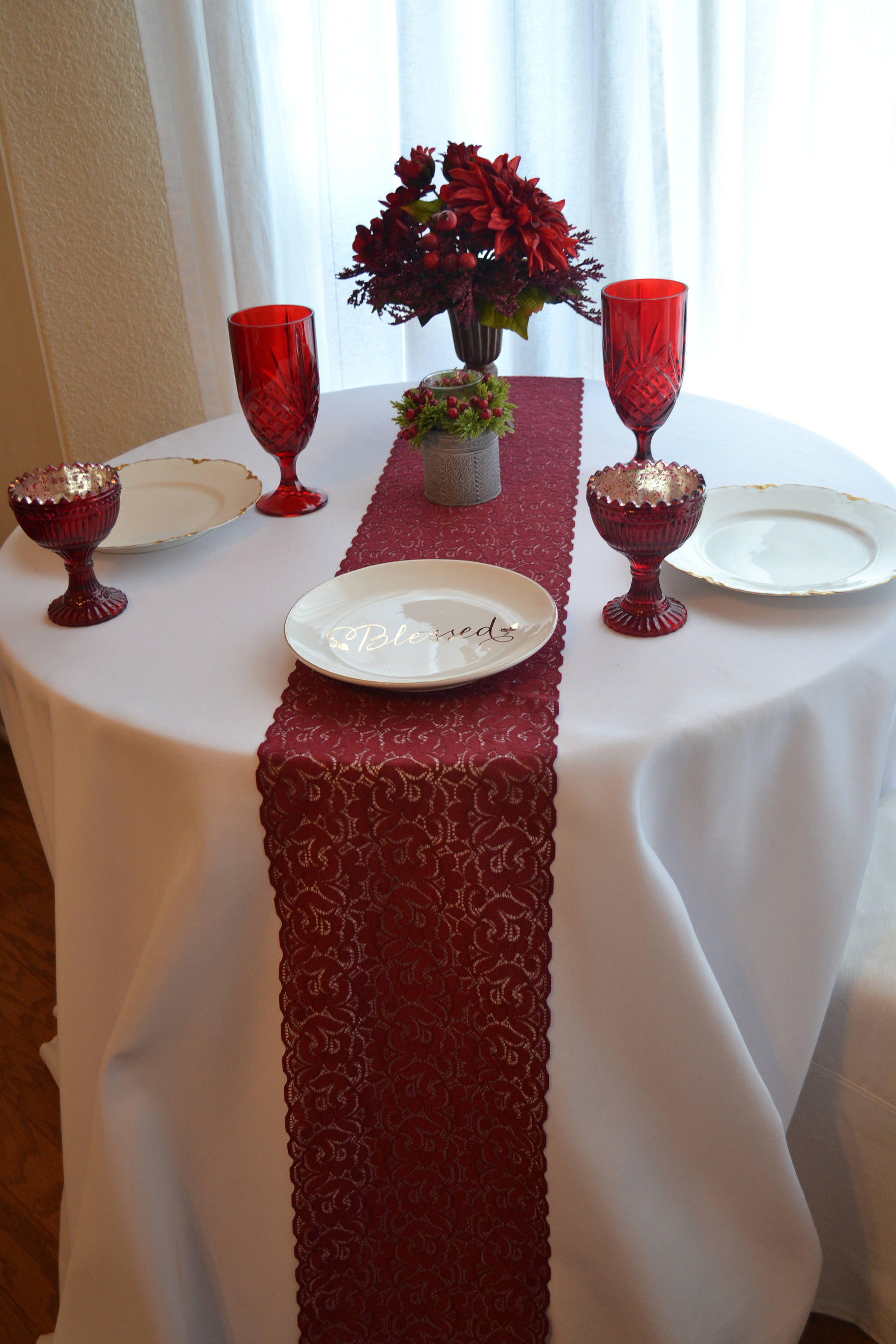 BURGUNDY LACE Table runner 8.5 wide 2FT20 Ft length/Cut Etsy