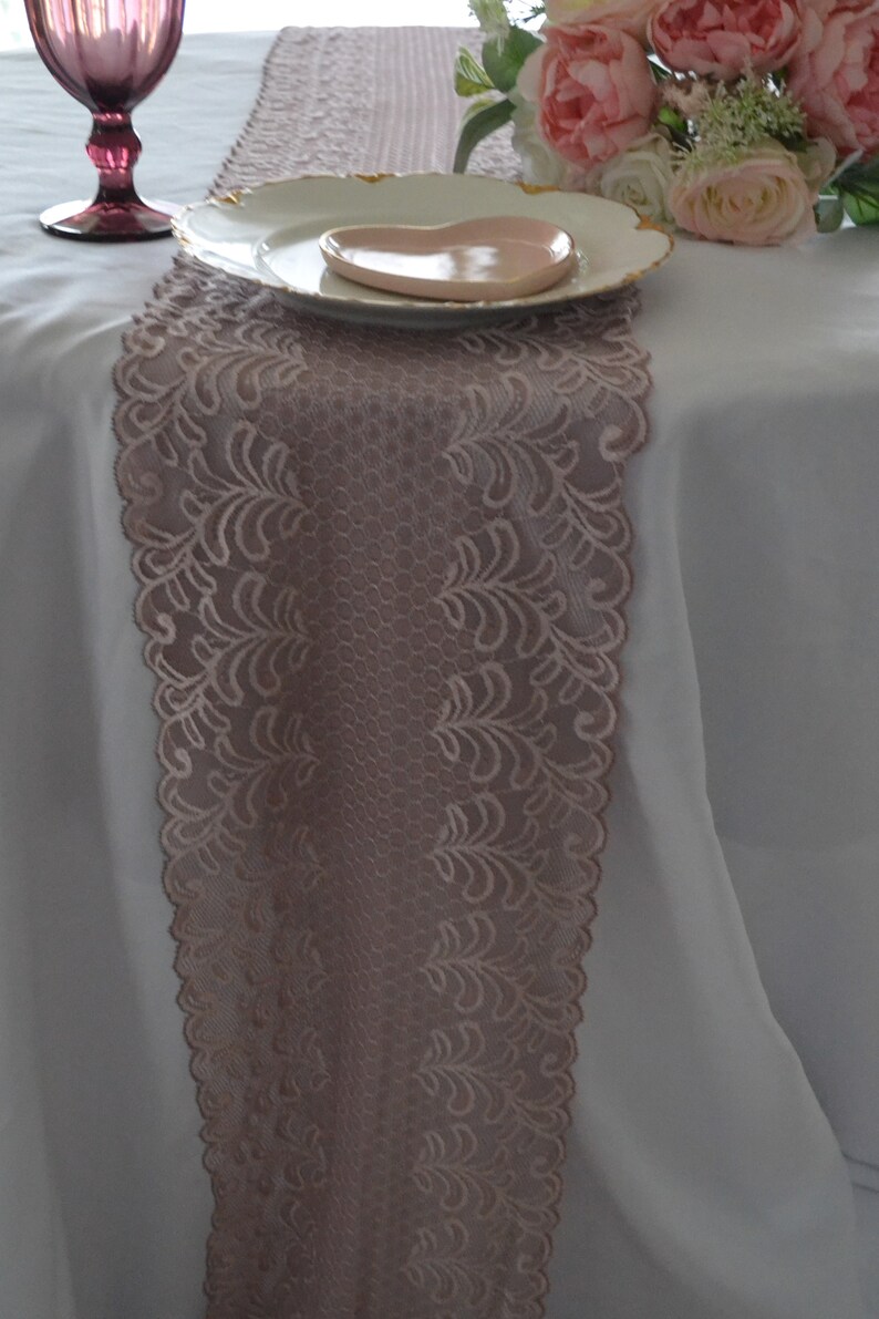 Quartz mauve lace table runner 10 wide 2FT 24 FT/ends Etsy