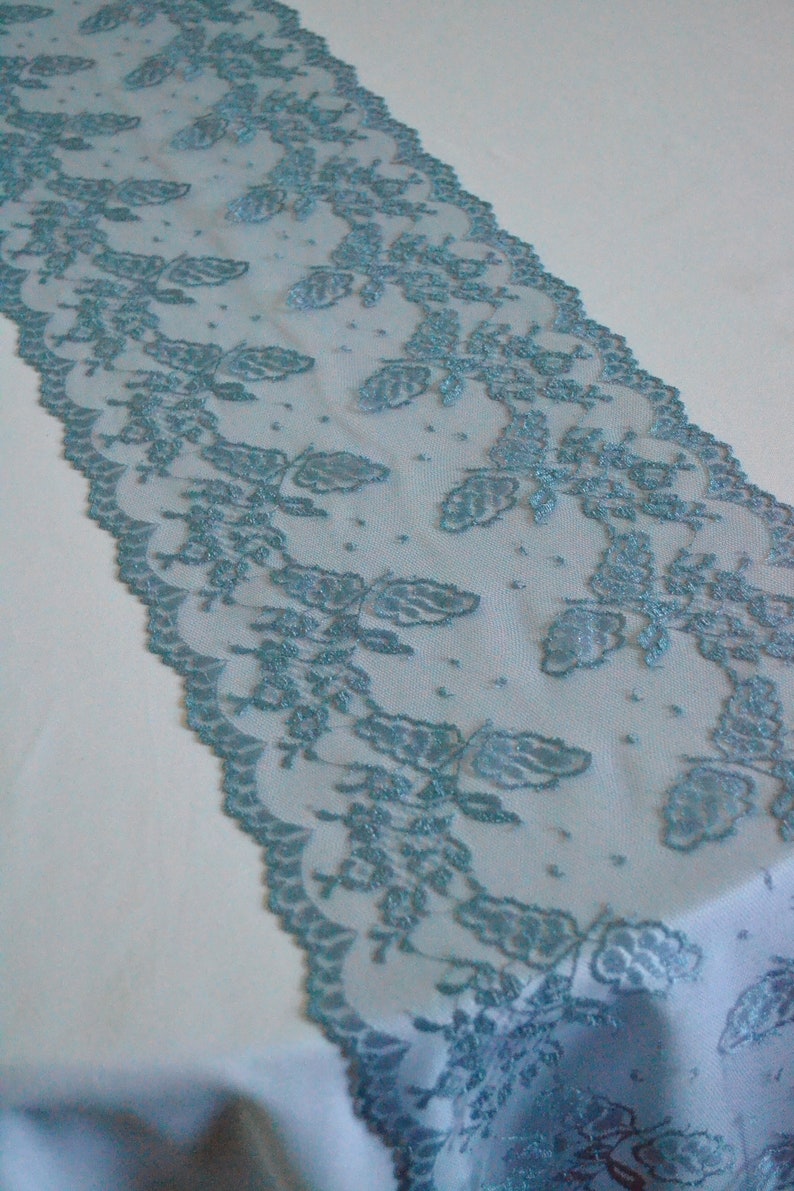 Dusty Steel Blue Lace Table Runner 10.5 wide Choose 2 Etsy
