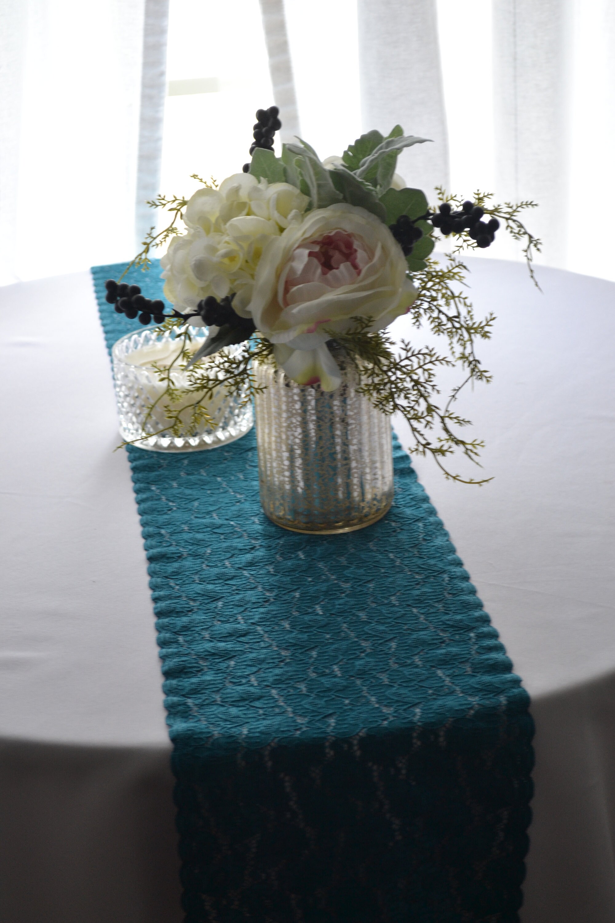 TEAL LACE Table Runner 8 wide and 3FT20FT Lengths/ Cut Etsy