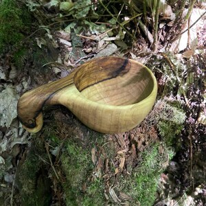 Walnut Wood Kuksa Cup, Hand Carved Wooden Mug, Outdoor Camping Coffee Cup, Bushcraft Gear.