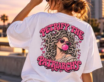 „Versteinere das Patriarchat“-T-Shirt | Retro-Kaugummi-Feministische Grafik