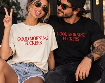 Lustiges Pärchen-T-Shirt, Sarkastisches Morgen-T-Shirt, Unisex-Vintage-Grafik-Shirt