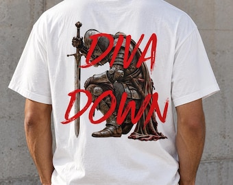 Diva Down Shirt, Lustiges Ritter-Meme-T-Shirt in bequemen Farben, Mittelalter- und Renaissance-T-Shirt mit Grafik, Dramatisches Mädchen-Humor-Geschenk für Sie