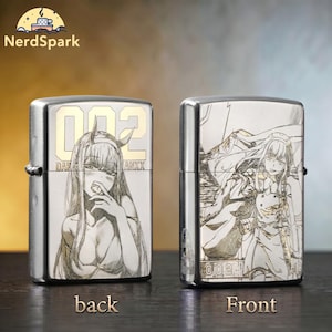 Mecha Pilot Girl 02 Horned Engraved Lighter – Vindtät ficktändare, Anime-present