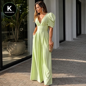 Lime Green Puff Sleeve Dress
