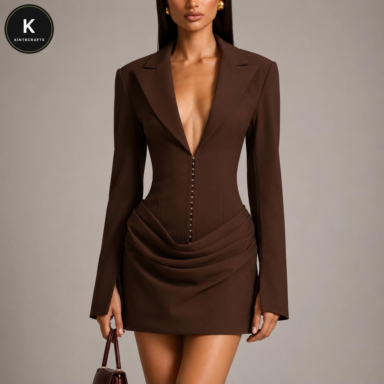 Brown Blazer Dress