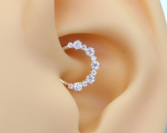14K Massivgoldener Knorpel-Clicker-Hoop-Ring, 16G Septumring