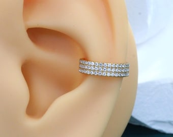 Conch-Clicker-Ohrring aus 14-karätigem Gold mit Labordiamanten, Größe 16G/18G, Piercing