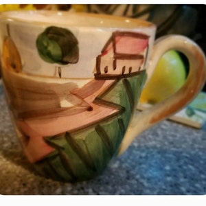 Rare Vietri Coffee Mug Cup Tuscany Made In Italy Retired Piece 4&quot; Height 3.25&quot; Wide