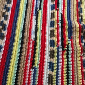Vintage Crocheted Afghan Blanket Throw Multicolor Boho retro  60&quot; X 39&quot;