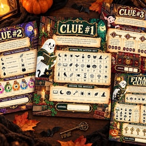 Halloween Escape Room Printable for Kids, Mystery Puzzle Party Game with Clues
